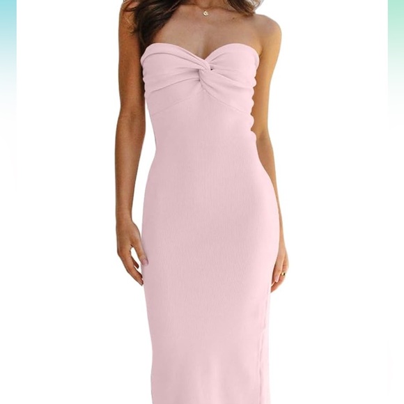 Pink Strapless Stretchy Dress - Picture 2 of 11